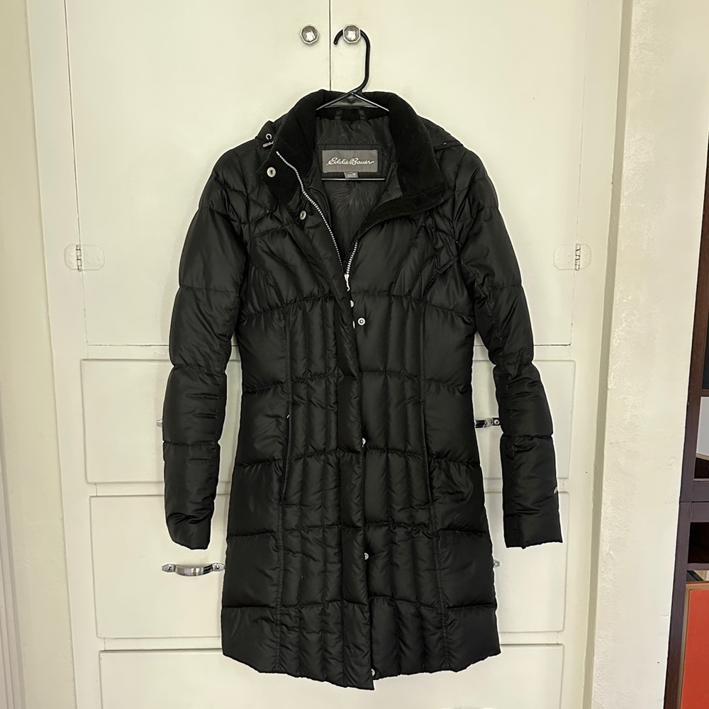 Eddie Bauer Lodge Down Parka - black XS with detachable fur hood